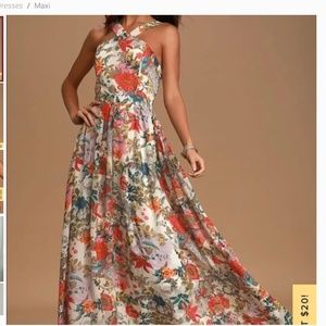 Lulus Lilja cream floral print maxi dress